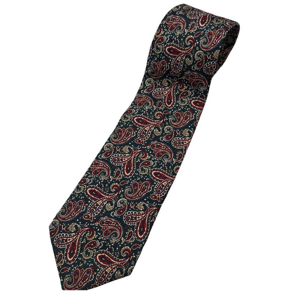 Brooks Brothers Makers  Neck Tie 100% Silk‎ Red/Green Paisley Made In USA